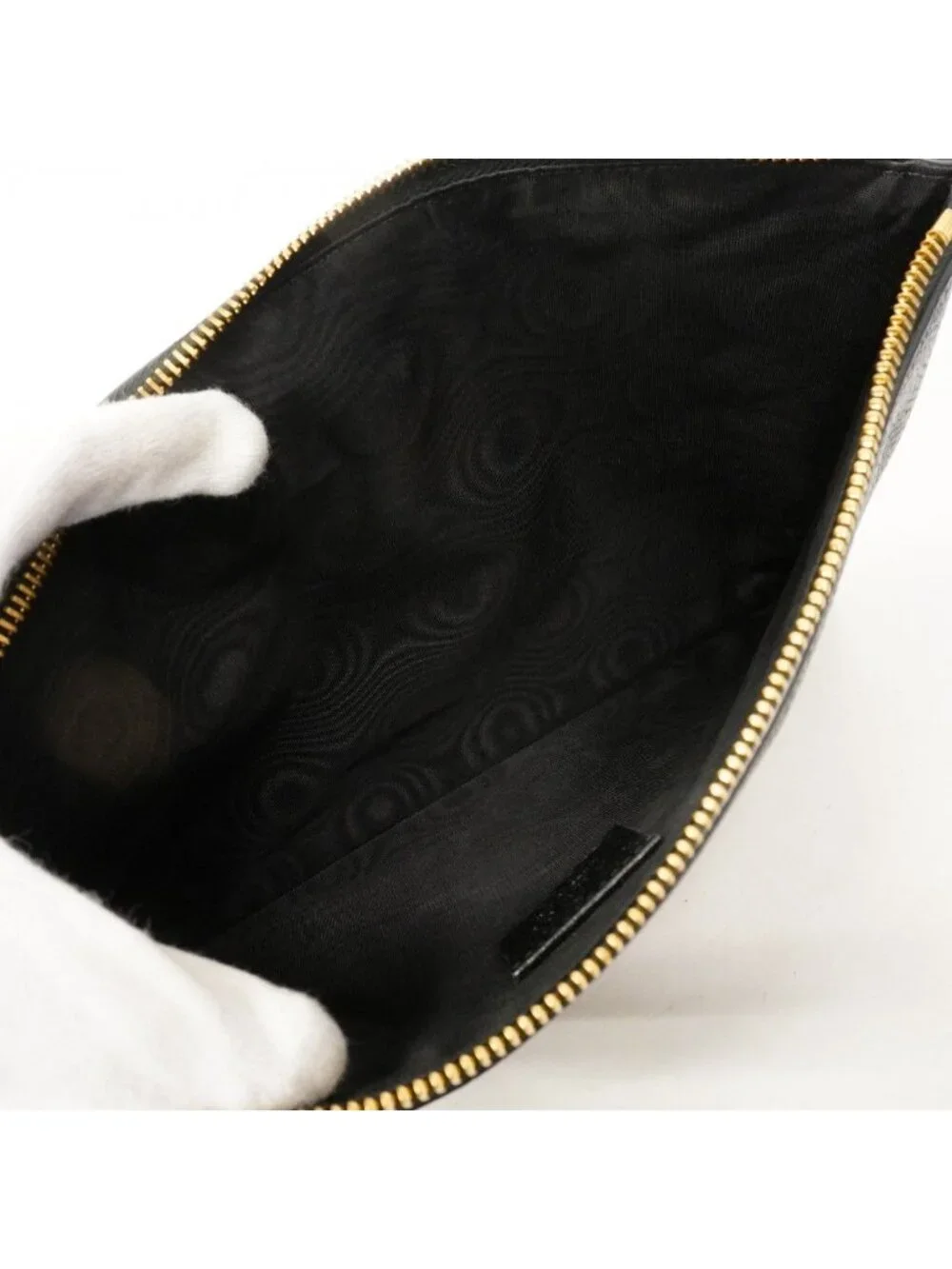 Gucci Clutch Zumi Leather Black Gold Silver